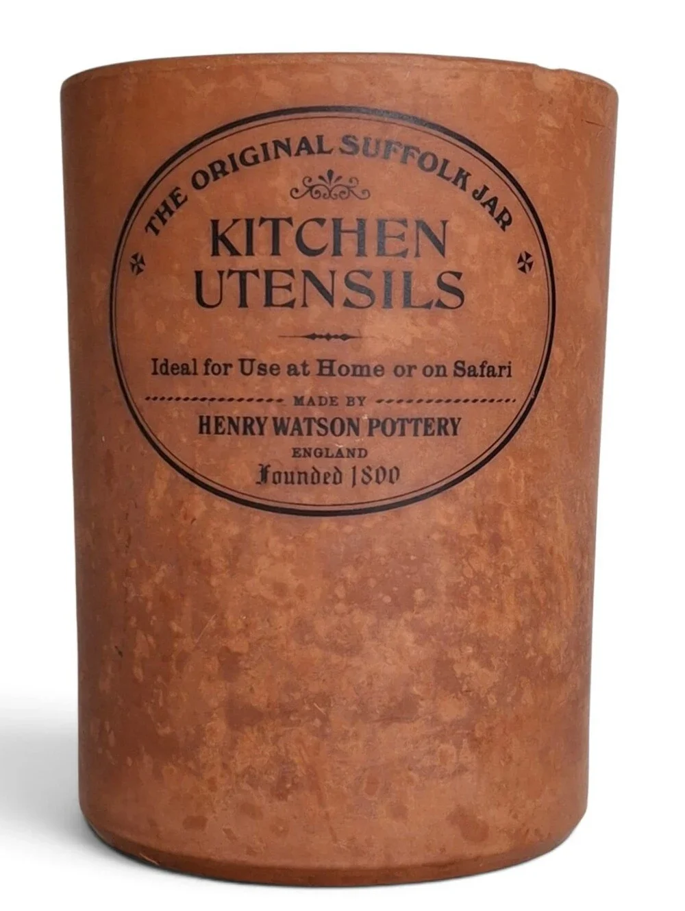 Henry Watson Pottery Vintage Fall Kitchen Utensil Holder Chippy Terracotta Crock